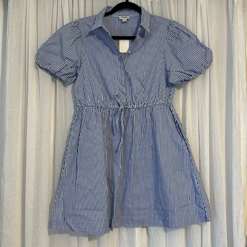 J. Crew Petite Cotton Poplin Puff Sleeve Dress